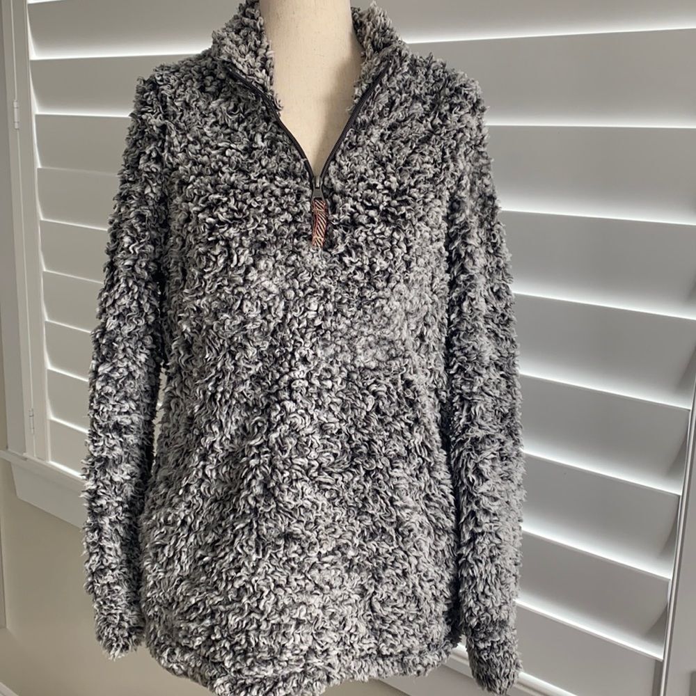 Weatherproof gray nubby soft 3/4 zip up sweater M